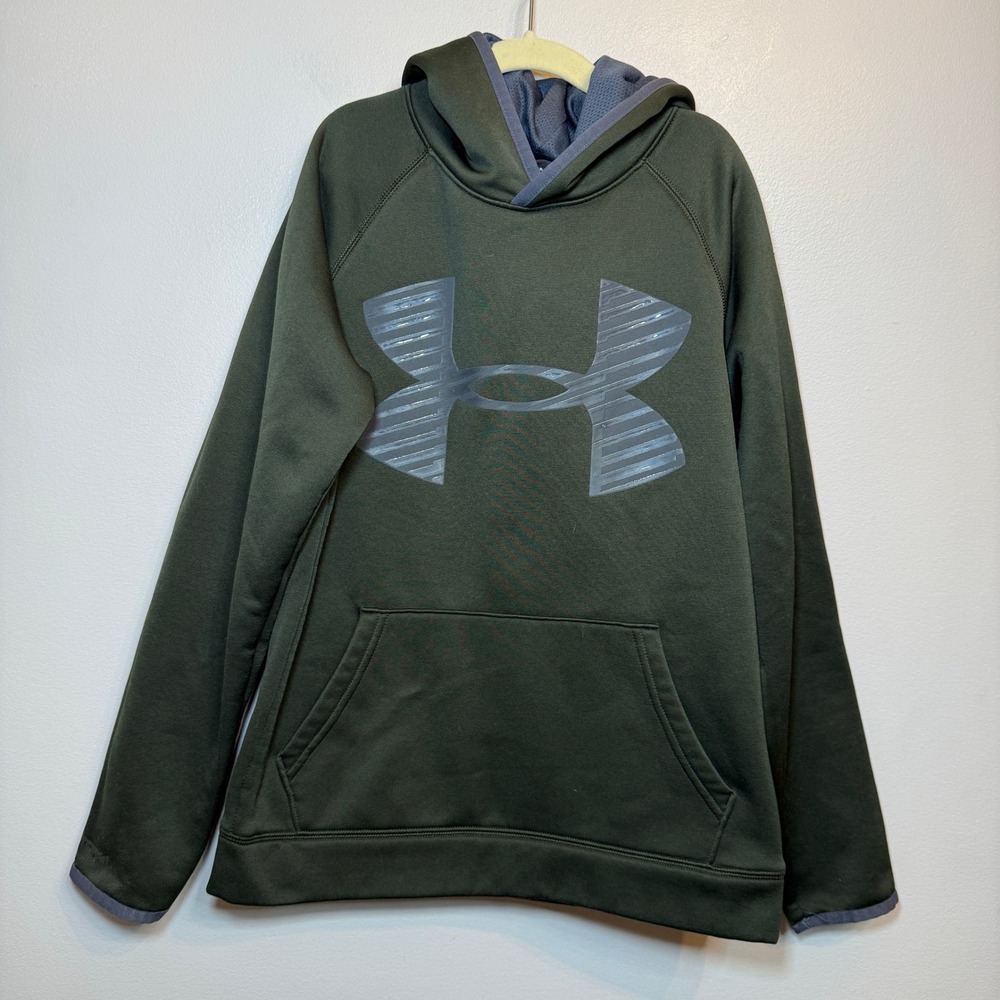 Under Armour Kids Boys Loose Fit Hoodie Sweatshirt Green Youth Size Medium